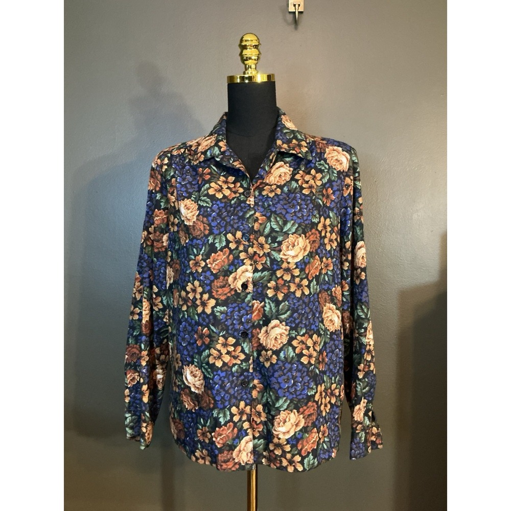 Koret Vintage Floral Long Sleeve Button Up Top Size 10